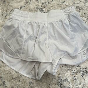 Soft white lululemon shorts, hot toddy